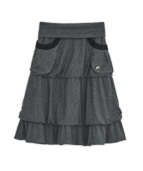 POCKET FLARED MIDI SKIRT - 2 COLORS CHARCOAL