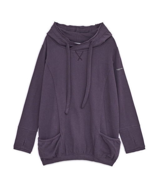 HOOD COTTON LOOSE DRESS - 2 COLORS PURPLE
