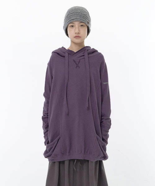 HOOD COTTON LOOSE DRESS - 2 COLORS PURPLE