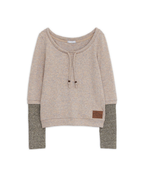 LAYERED STRING KNIT TOP - 2 COLORS ORANGE