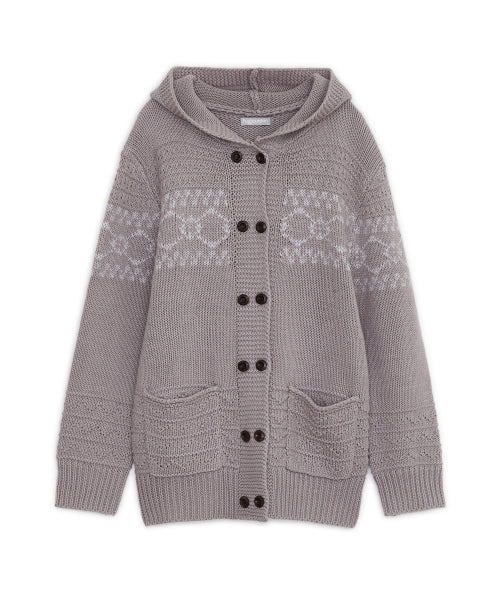 DOUBLE BUTTON HOOD CARDIGAN - 2 COLORS GREY