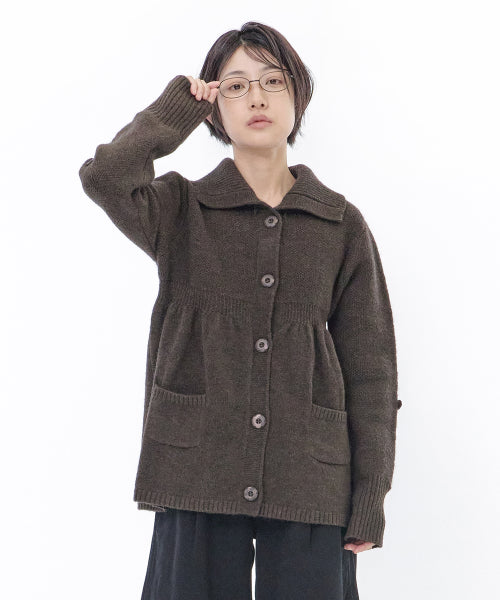 KNIT FLAP CARDIGAN - 2 COLORS BROWN