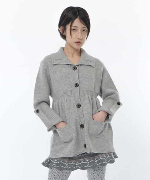 KNIT FLAP CARDIGAN - 2 COLORS GREY