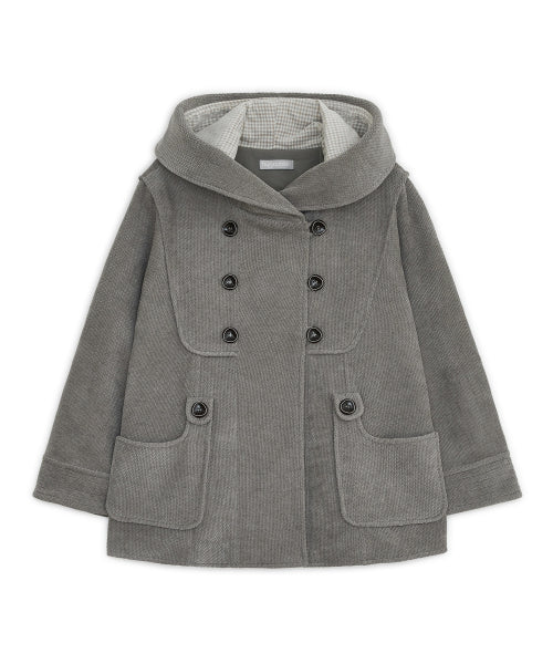 HOOD DOUBLE BUTTON CAPRI JACKET - 2 COLORS GREY