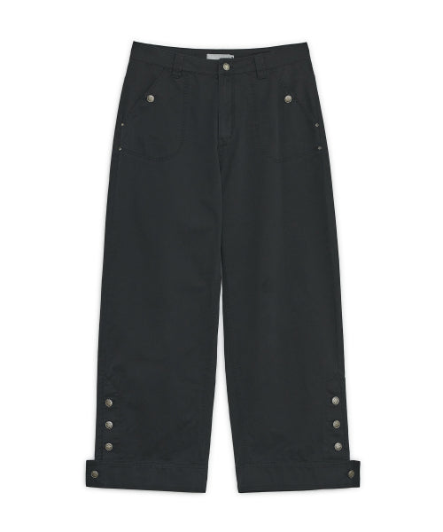 WASHED BUTTON PANTS - 2 COLORS BLACK