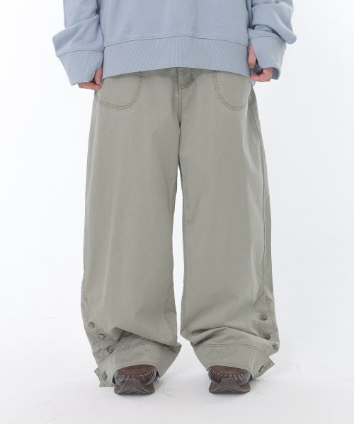 WASHED BUTTON PANTS - 2 COLORS KHAKI