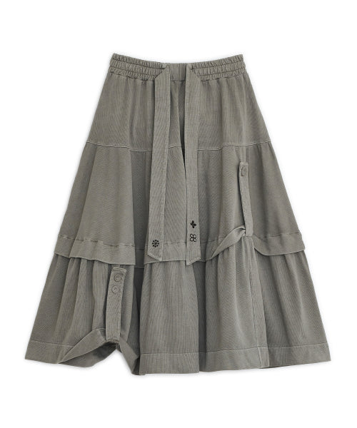 WASHED FLAP TIERED SKIRT - 2 COLORS GREY