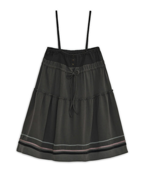 STRING TIERED SKIRT - 2 COLORS CHARCOAL