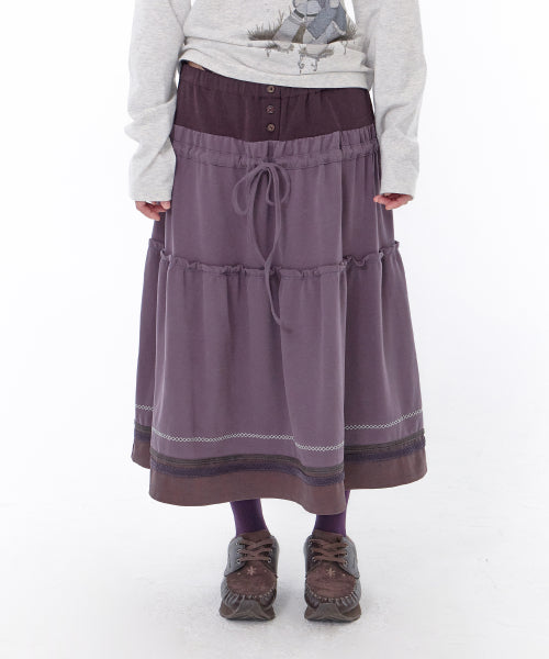 STRING TIERED SKIRT - 2 COLORS PURPLE