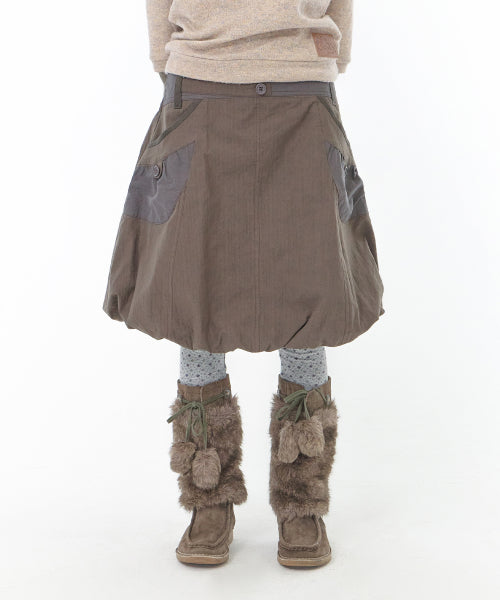 BALLOON CARGO MIDI SKIRT - 2 COLORS KHAKI