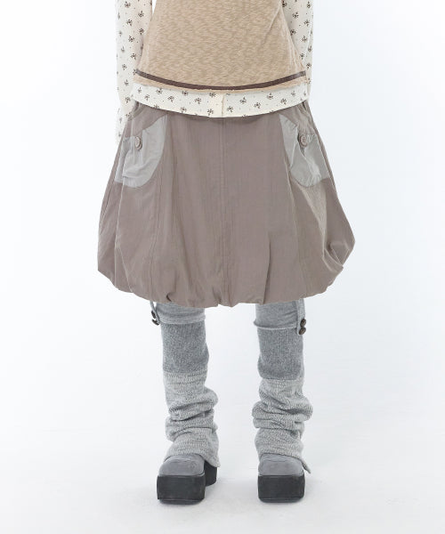 BALLOON CARGO MIDI SKIRT - 2 COLORS BEIGE