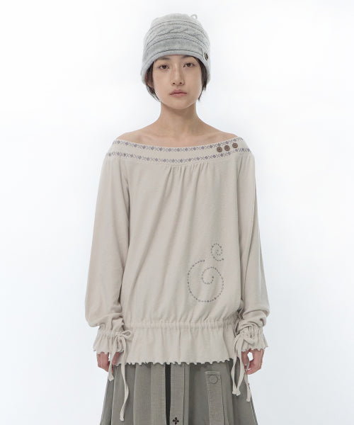 OFF-SHOULDER TOP - 2 COLORS BEIGE