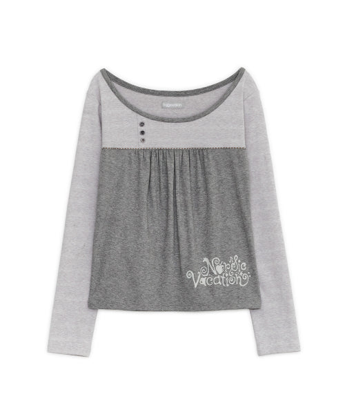 NORDIC VACATION HENLEY NECK TEE - 2 COLORS GREY