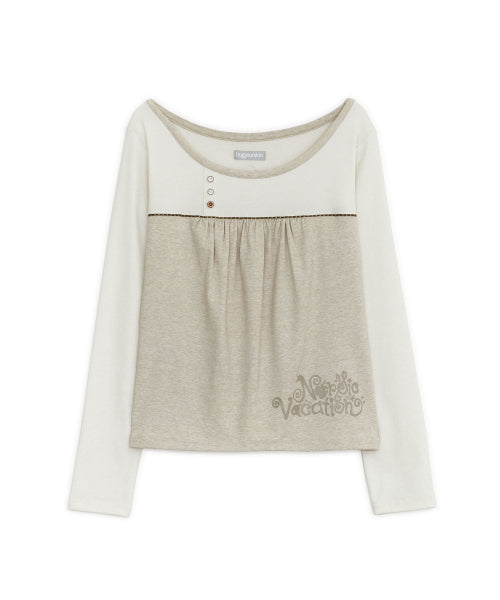 NORDIC VACATION HENLEY NECK TEE - 2 COLORS IVORY