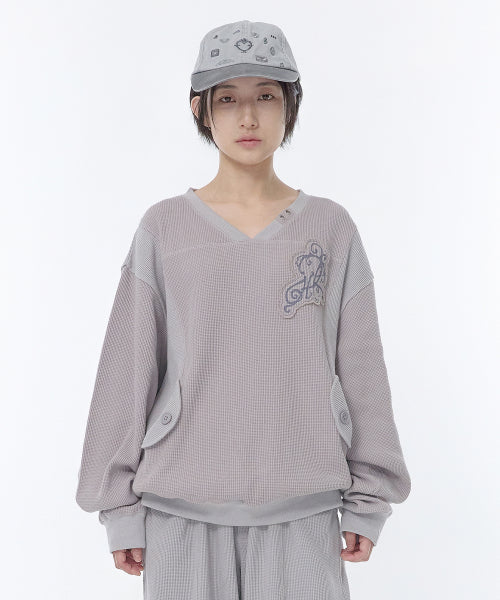 WAFFLE TWO TONE SWEATSHIRT - 2 COLORS GREY