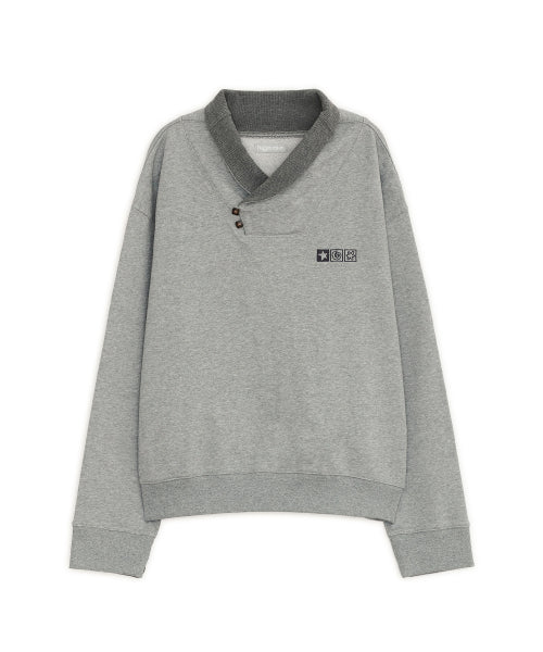 HIGH NECK BUTTON SHIRT - 2 COLORS GREY