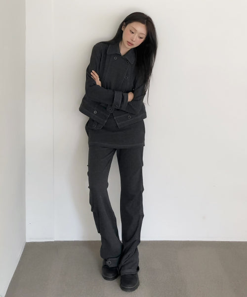 LAYERED FLAP SWEAT PANTS CHARCOAL
