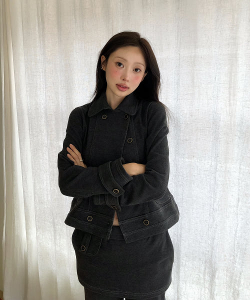 DOUBLE BUTTON JACKET CHARCOAL