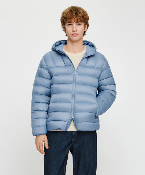 HOODED LIGHTWEIGHT DOWN JACKET - 3 COLORS BLUE