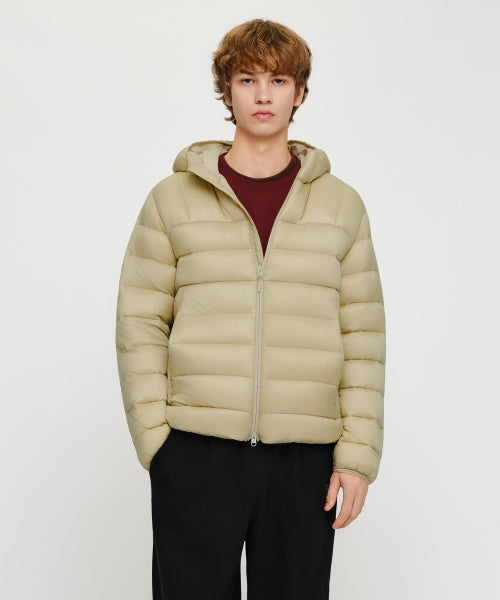 HOODED LIGHTWEIGHT DOWN JACKET - 3 COLORS BEIGE