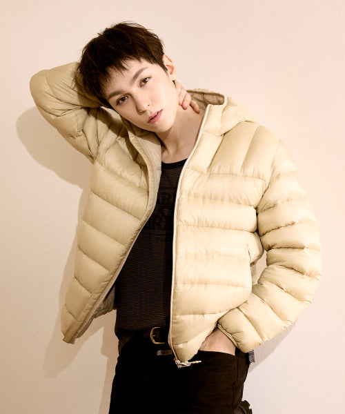 HOODED LIGHTWEIGHT DOWN JACKET - 3 COLORS BEIGE