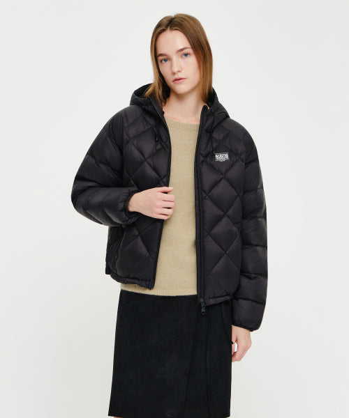 W HOODED LIGHTWEIGHT DOWN JACKET - 3 COLORS BLACK