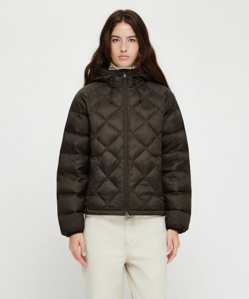 W HOODED LIGHTWEIGHT DOWN JACKET - 3 COLORS BROWN