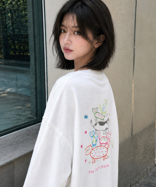 CAT LONG SLEEVE - 2 COLORS WHITE