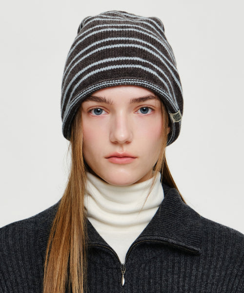 MICRO CLASSIC LOGO STRIPE BEANIE - 2 COLORS BROWN