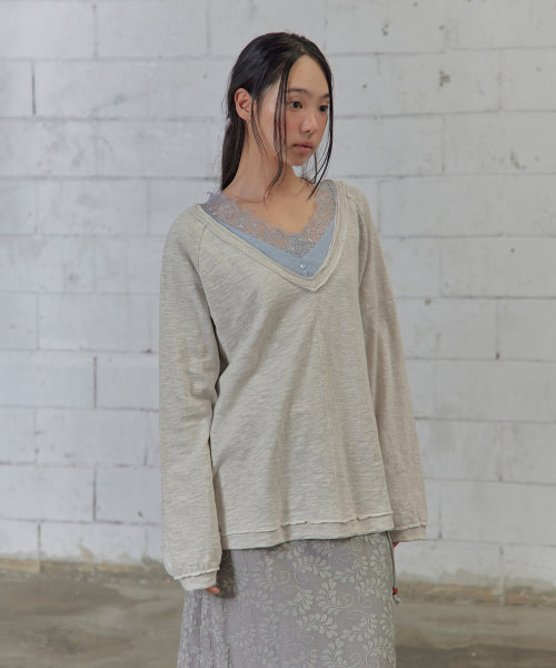 DEEP V-NECK SLUB T-SHIRT AS SHOWN