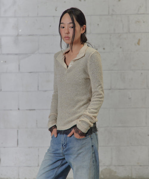 SHEER WOOL HIGH-NECK KNIT AS SHOWN