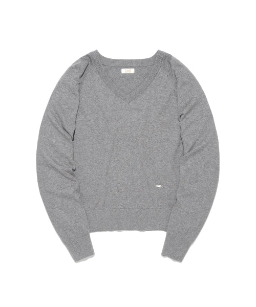 WOMEN COTTON CASHMERE V-NECK KNIT - 2 COLORS GREY