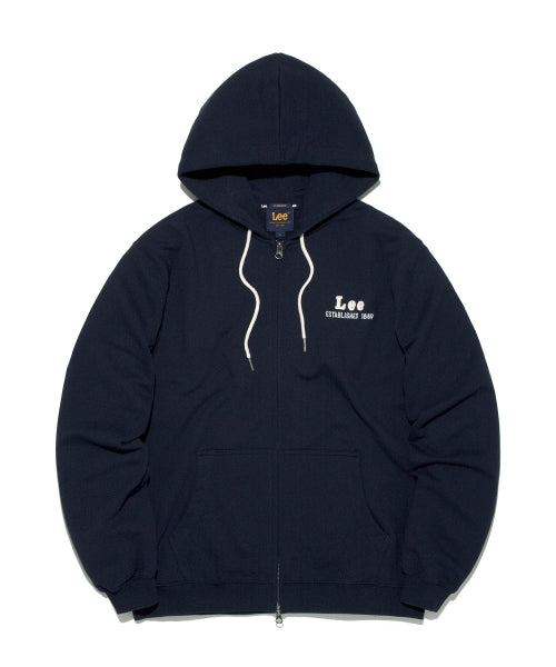 VINTAGE LETTERING HOODED ZIP-UP - 2 COLORS NAVY