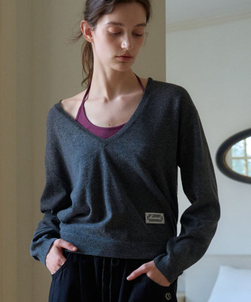 LUEN DEEP V-NECK KNIT - 3 COLORS CHARCOAL