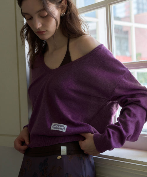 LUEN DEEP V-NECK KNIT - 3 COLORS PURPLE