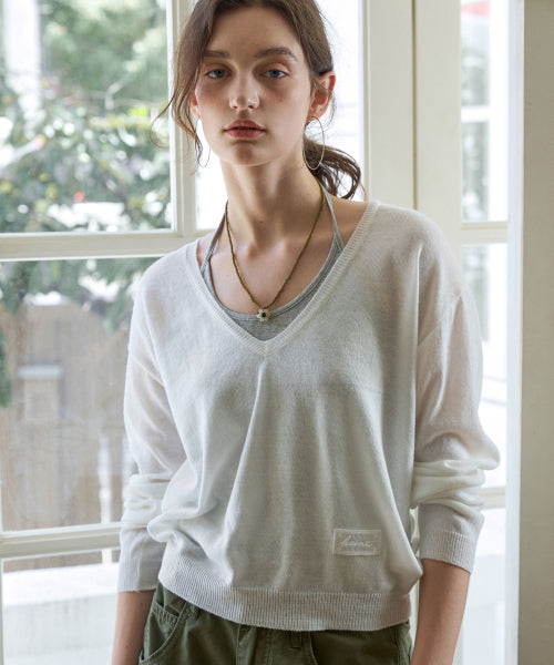 LUEN DEEP V-NECK KNIT - 3 COLORS IVORY