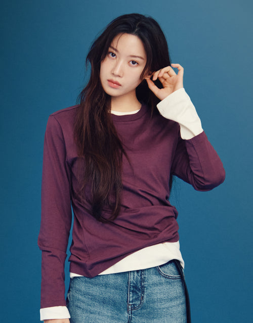 PERFECT BASIC LONG SLEEVE TEE PURPLE