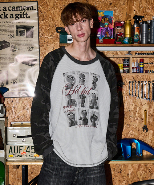 ALIEN RAGLAN CAMO LONG SLEEVE TEE - 2 COLORS GREY