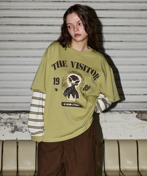 THE VISITOR STRIPE LAYERED LONG SLEEVE - 2 COLORS GREEN