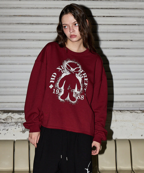 ALIEN CUT OFF SWEATSHIRT - 2 COLORS BURGUNDY