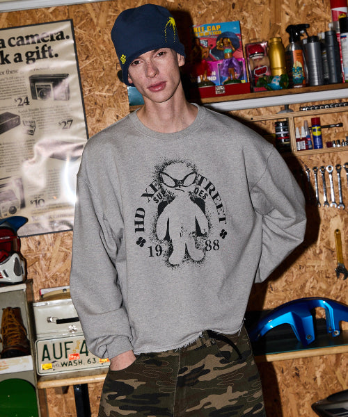 ALIEN CUT OFF SWEATSHIRT - 2 COLORS MELANGE GREY