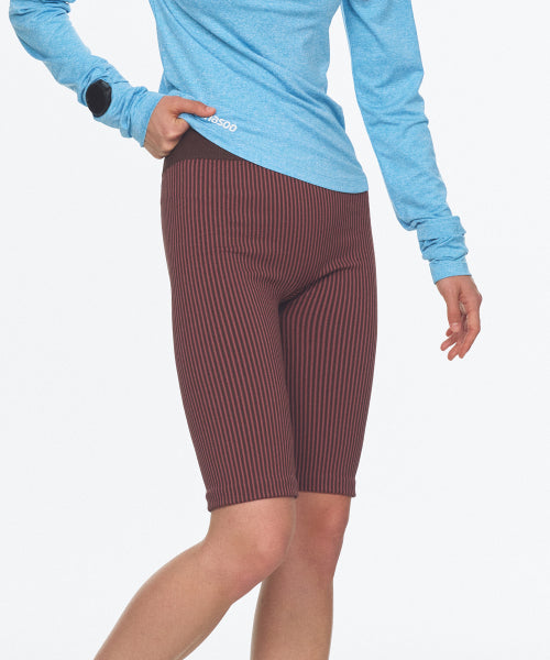 TWO TONE WHOLEGARMENT KNIT KNEE LENGTH LEGGINGS 5부 PINK