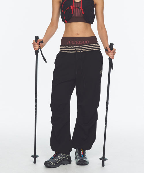 WAFFLE LAYERED WAIST PANTS - 3 COLORS BLACK