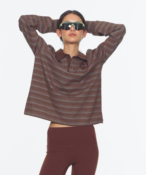 VINTAGE STRIPE RUGBY T SHIRT - 3 COLORS BROWN