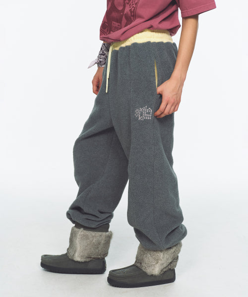 WAIST POINT WARM FLEECE JOGGER PANTS - 2 COLORS CHARCOAL