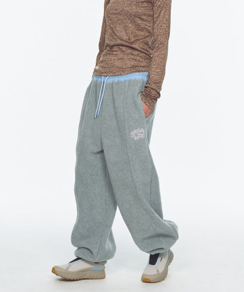 WAIST POINT WARM FLEECE JOGGER PANTS - 2 COLORS MELANGE GREY