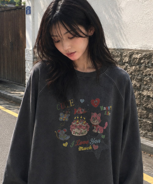 LOVE PIGMENT RAGLAN SWEATSHIRT - 2 COLORS BLACK
