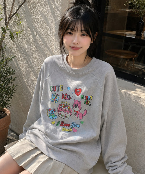 LOVE PIGMENT RAGLAN SWEATSHIRT - 2 COLORS GREY