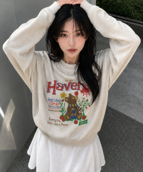 BEAR SWEATSHIRT - 2 COLORS OATMEAL