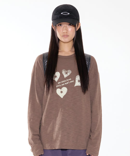 HEART SLUB LONG SLEEVE BROWN